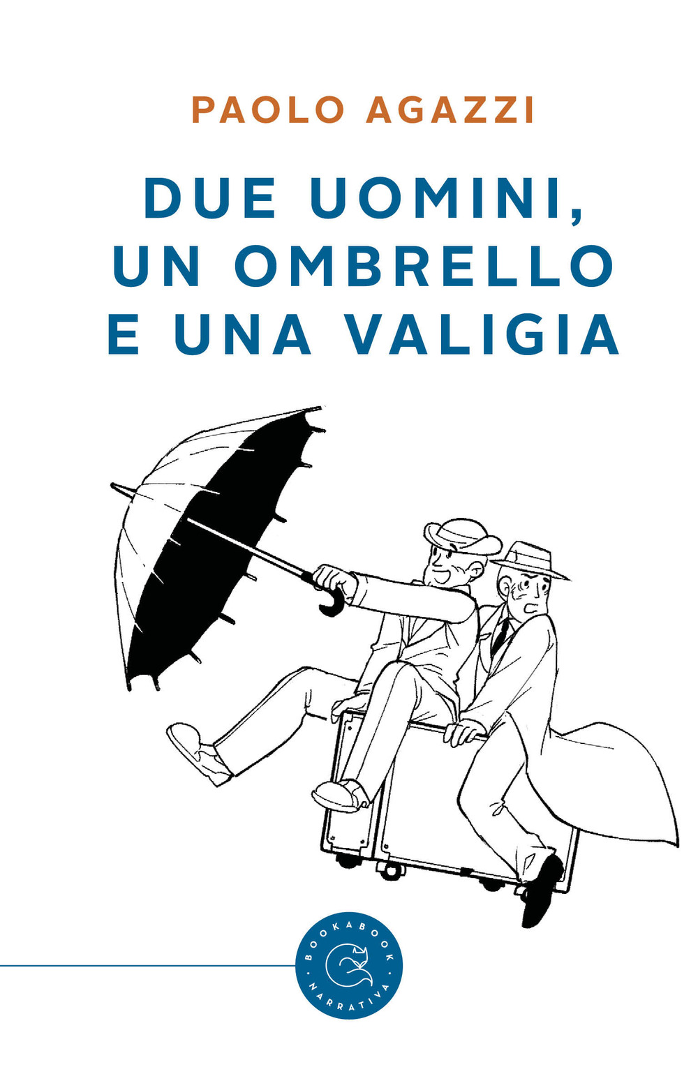 Due uomini, un ombrello e una valigia