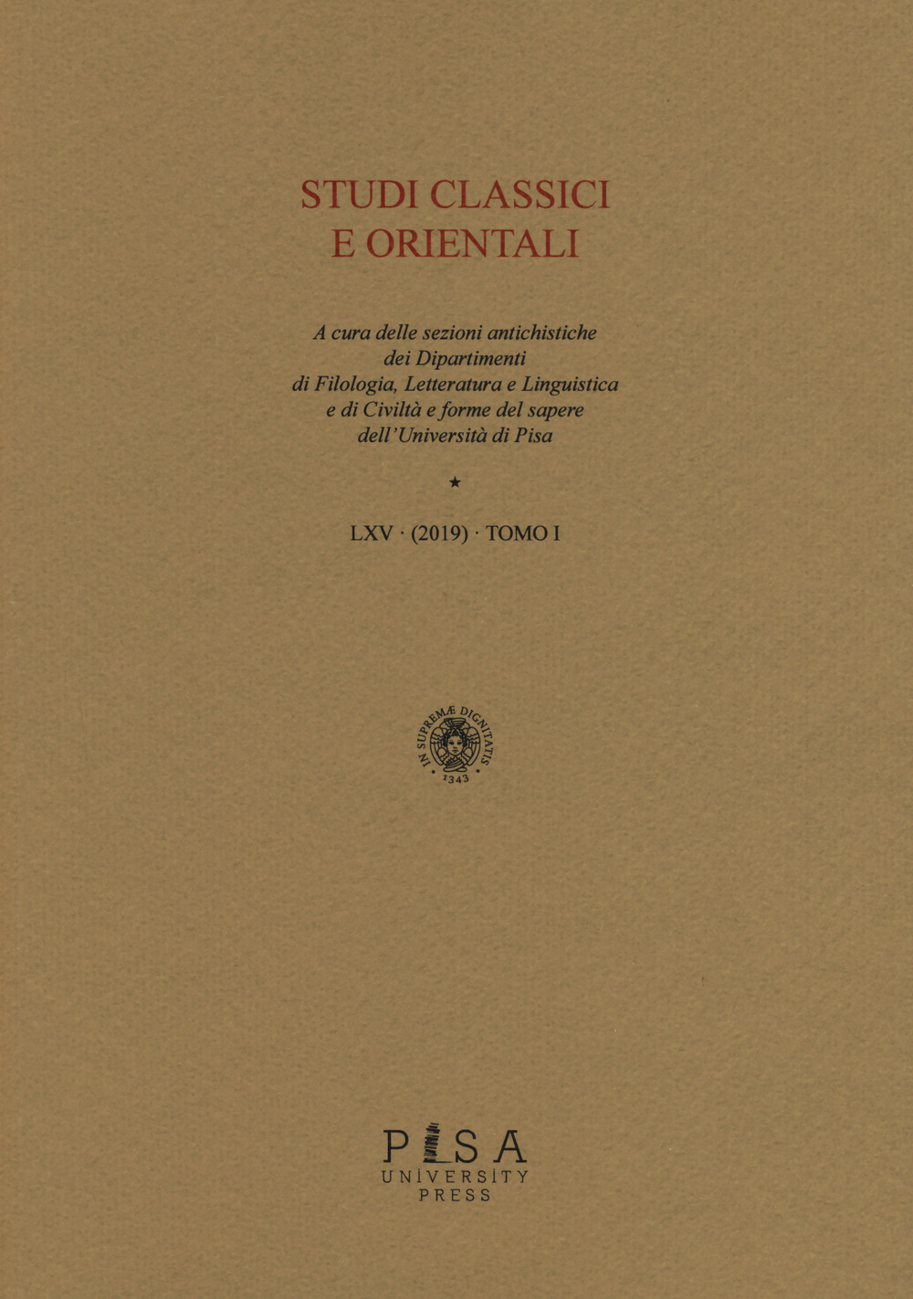 Studi classici orientali. Vol. 65/1