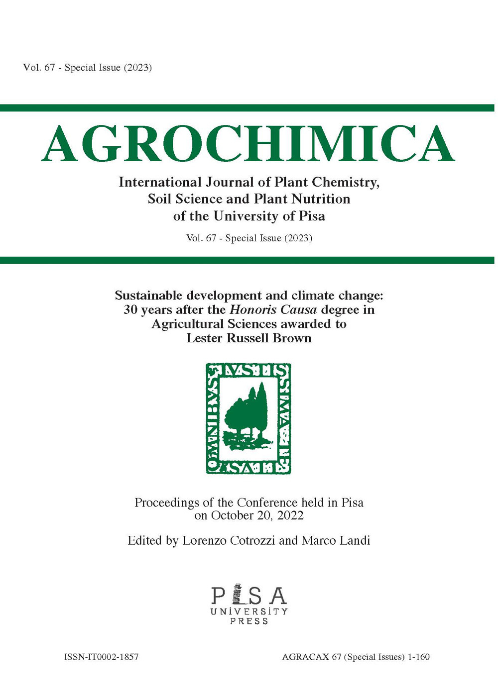 Agrochimica. Vol. 67: Special issue