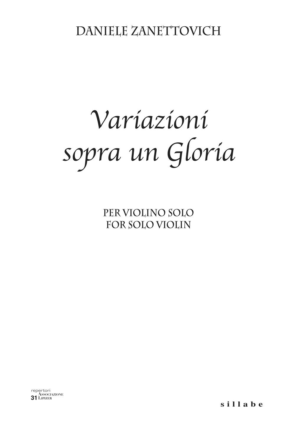 Variazioni sopra un Gloria. Ediz. italiana e inglese