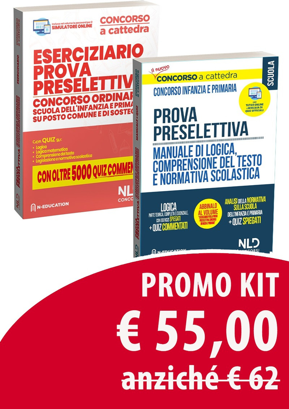 Prova preselettiva. Concorso ordinario scuola dell'infanzia e primaria su posto comune e di sostegno: Manuale e oltre 2000 quiz con tecniche di risoluzione dei quesiti di logica-Eserciziario
