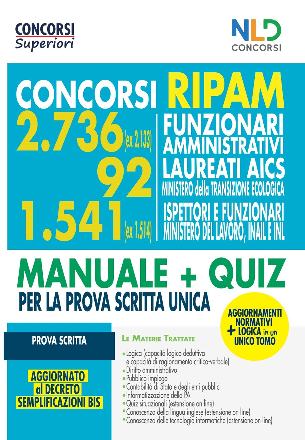 Concorsi Ripam per funzionari amministrativi. 2736 posti (ex 2133) + 92 Ministero della Transizione Economica + 1541 (ex1514) ispettori e funzionari Ministero del Lavoro Inail e INL