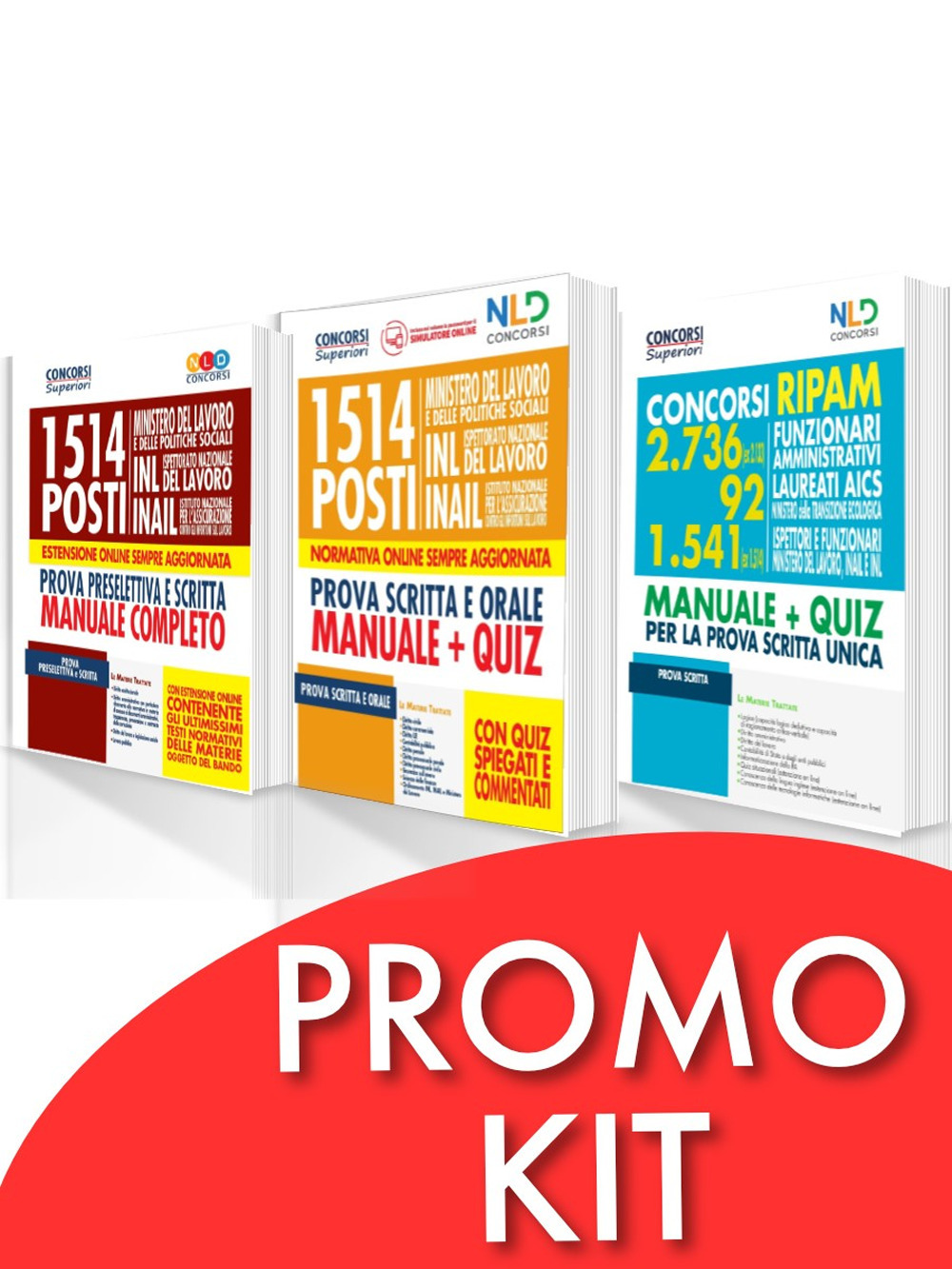 Kit completo concorsi Ripam per funzionari amministrativi 2736 Posti (Ex 2133) + 92 ministero della transizione ecologica + 1541 (Ex1514) ispettori e funzionari Ministero Del Lavoro Inail E INL + manuale Concorso 1514 Posti Ministero Del Lavoro