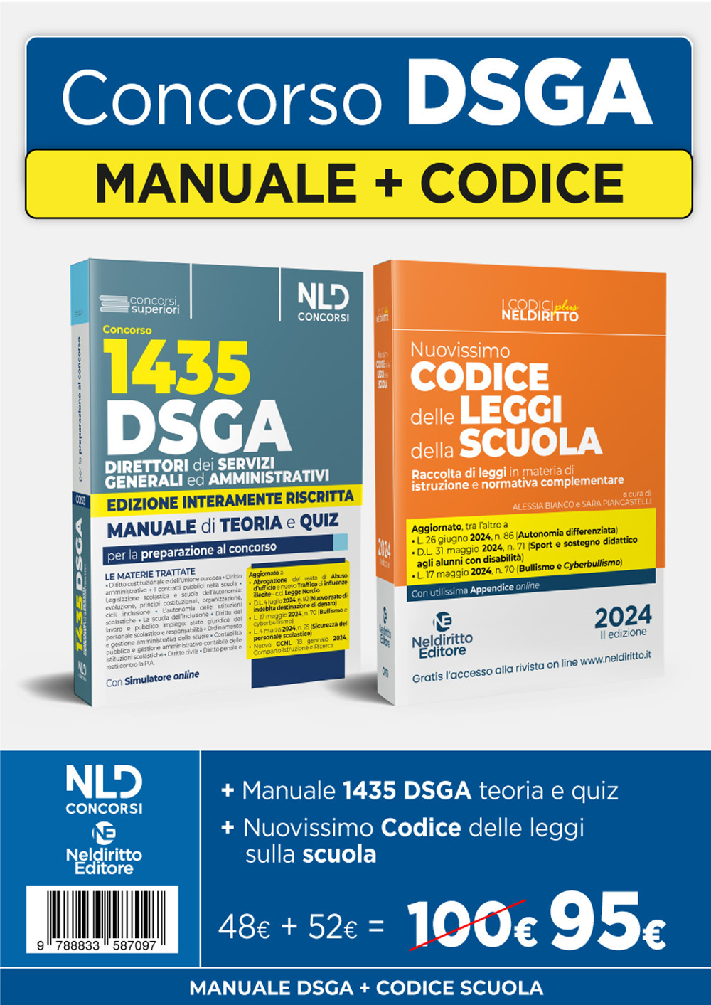 Kit manuale concorso Dsga + Codice delle leggi della scuola 2024