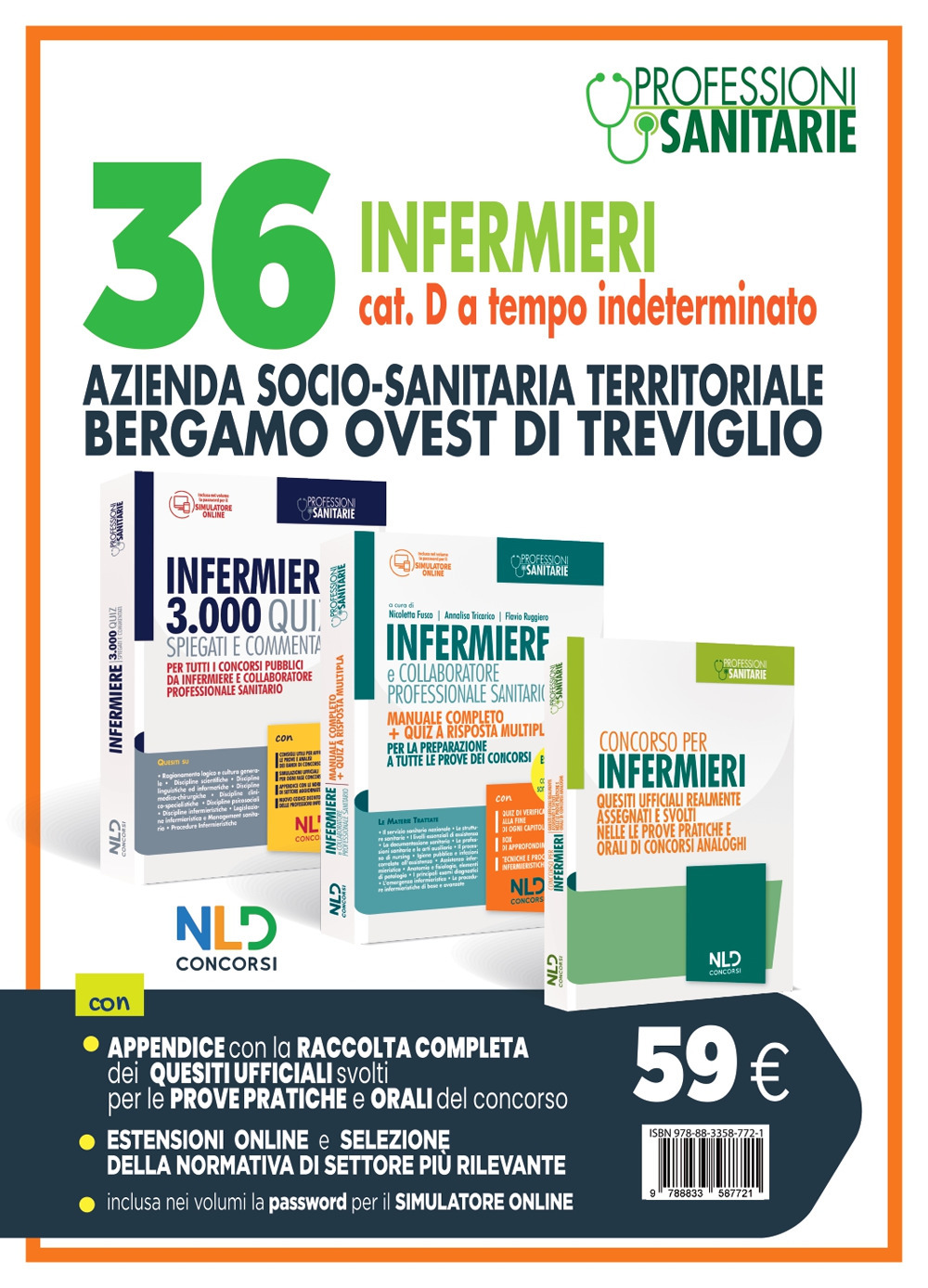Kit concorso Asl Bergamo Ovest 36 infermieri cat. D a tempo indeterminato: manuale completo + quiz