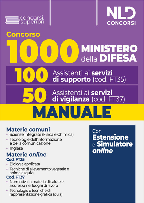 Concorso 1000 assistenti Ministero della Difesa. 100 assistenti ai servizi di supporto e 50 assistenti ai servizi di vigilanza