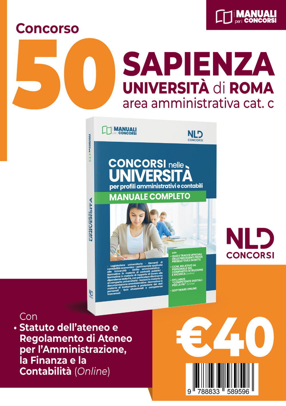 Concorso Università Sapienza di Roma. Concorso 50 posti area amministrativa