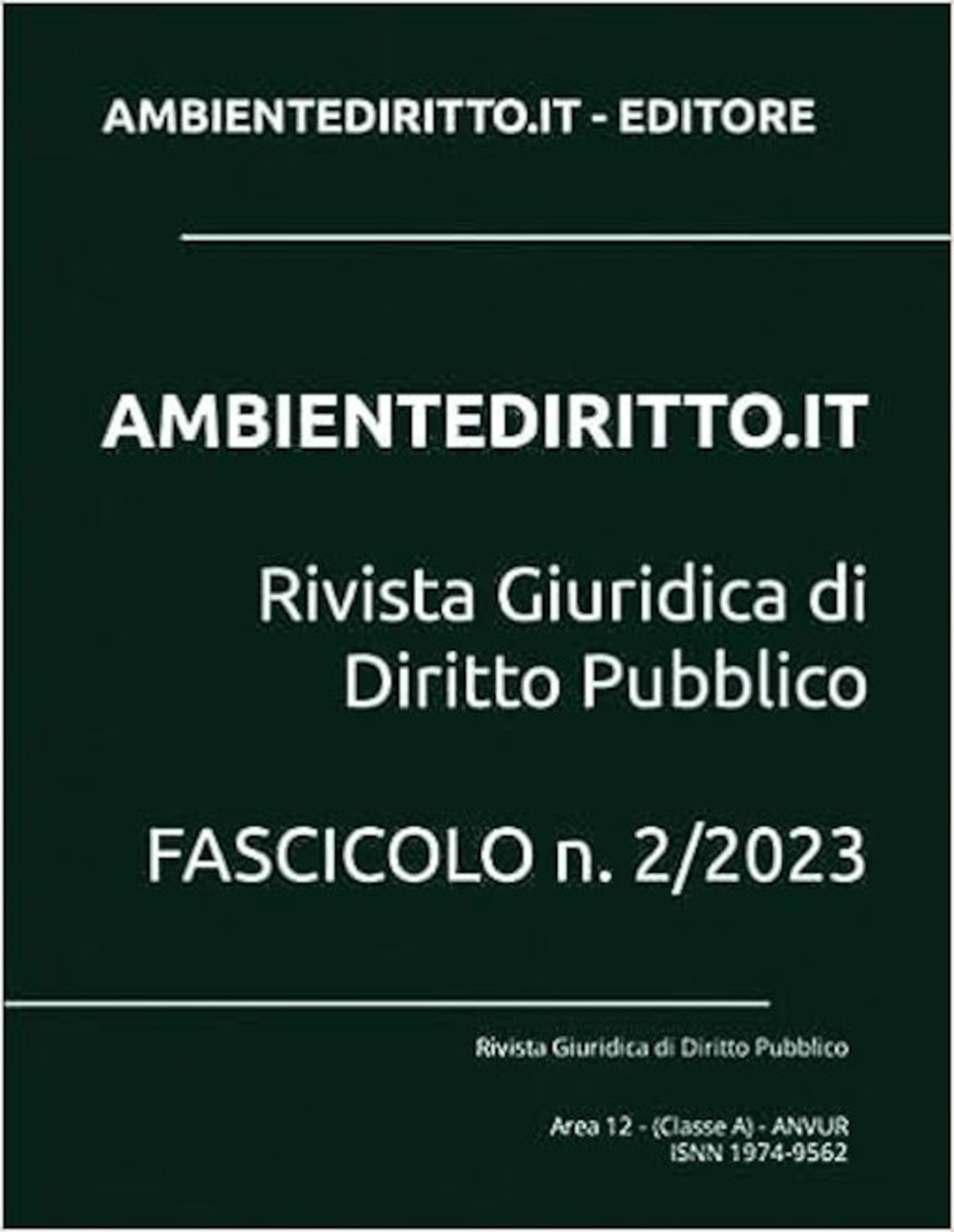 Ambientediritto.it. Rivista giuridica di Diritto Pubblico. Vol. 2