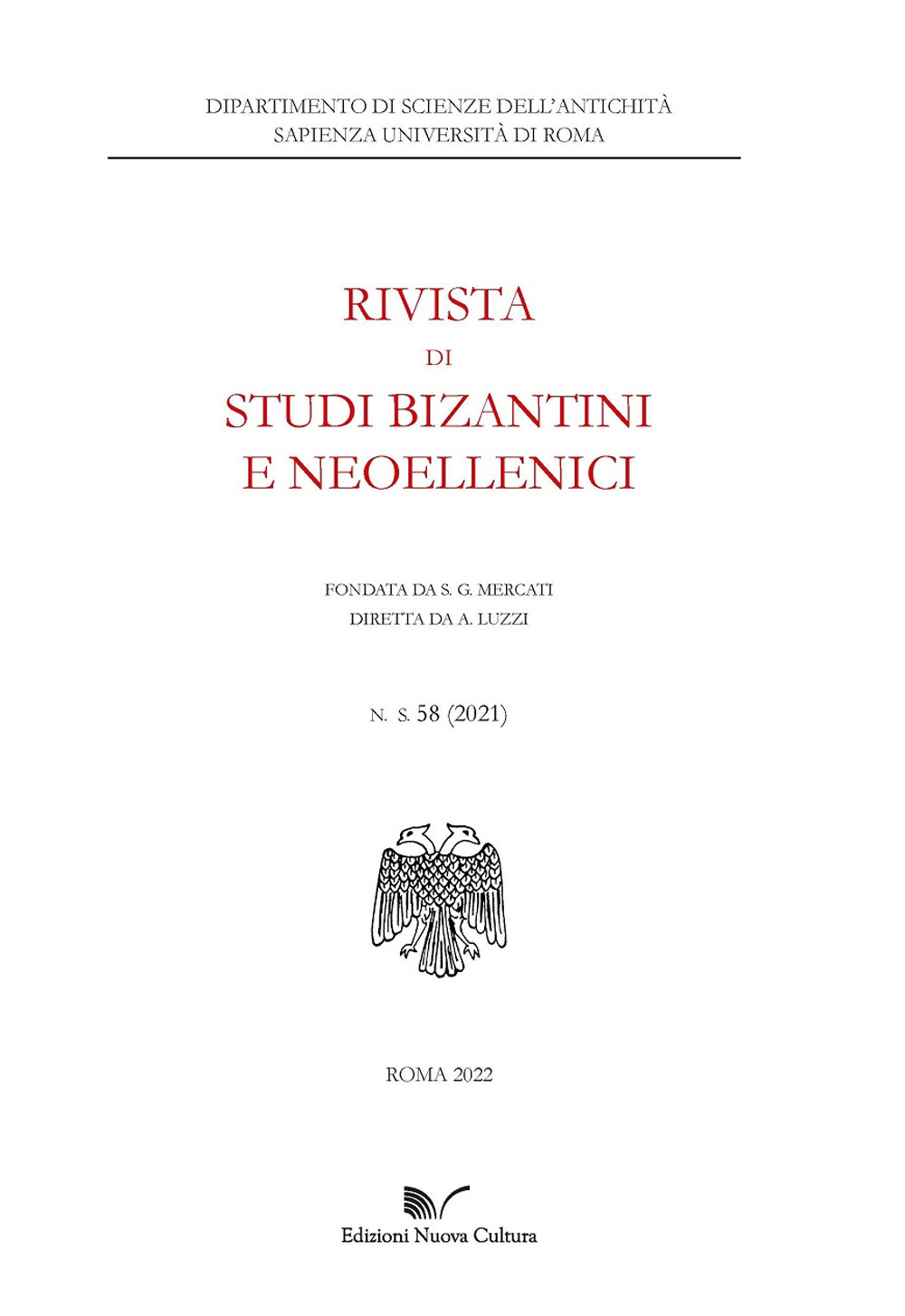 Rivista di studi bizantini e neoellenici. Vol. 58