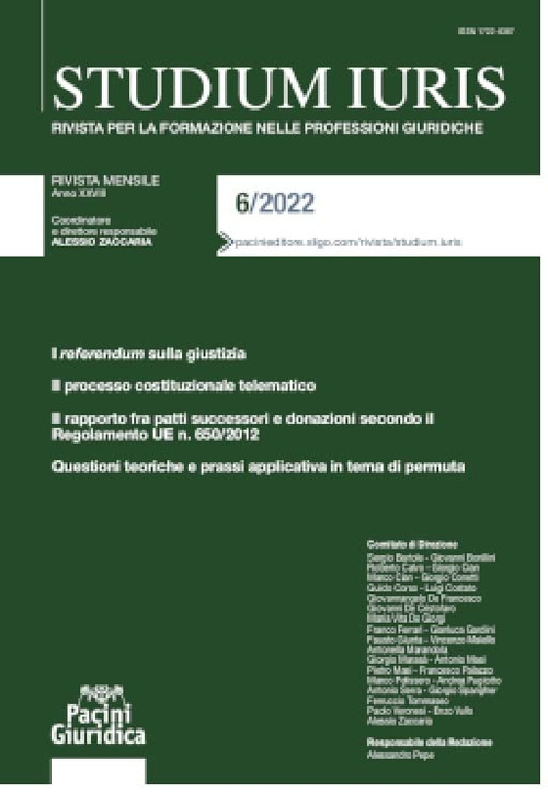 Studium iuris. Rivista per la formazione nelle professioni giuridiche. Vol. 6