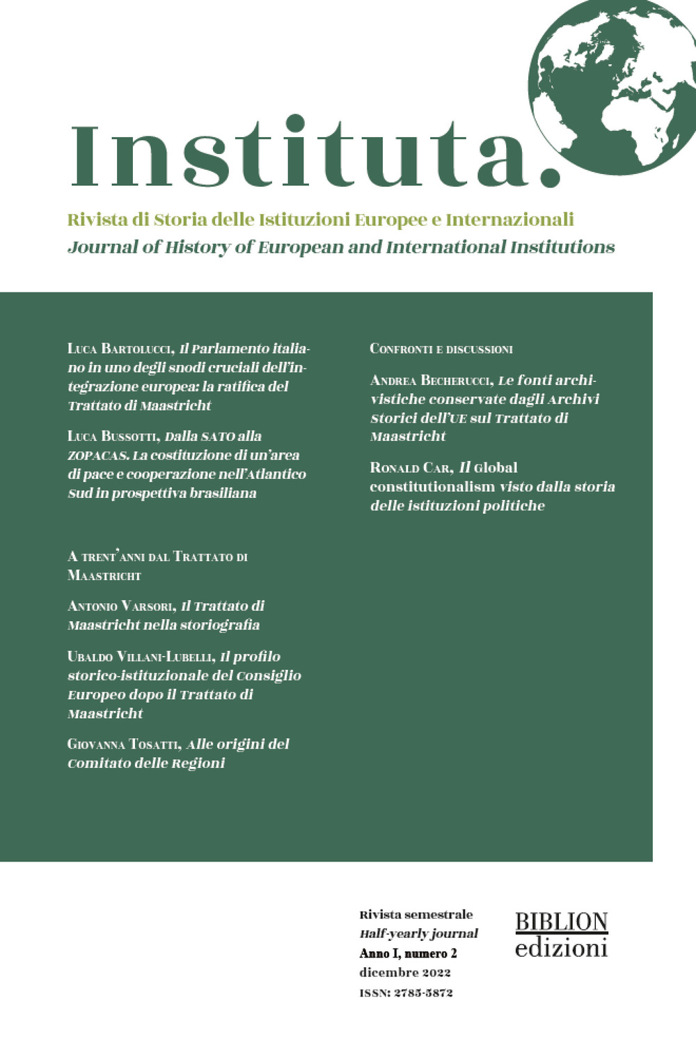 Instituta. Rivista di Storia delle istituzioni europee e internazionali. Vol. 2