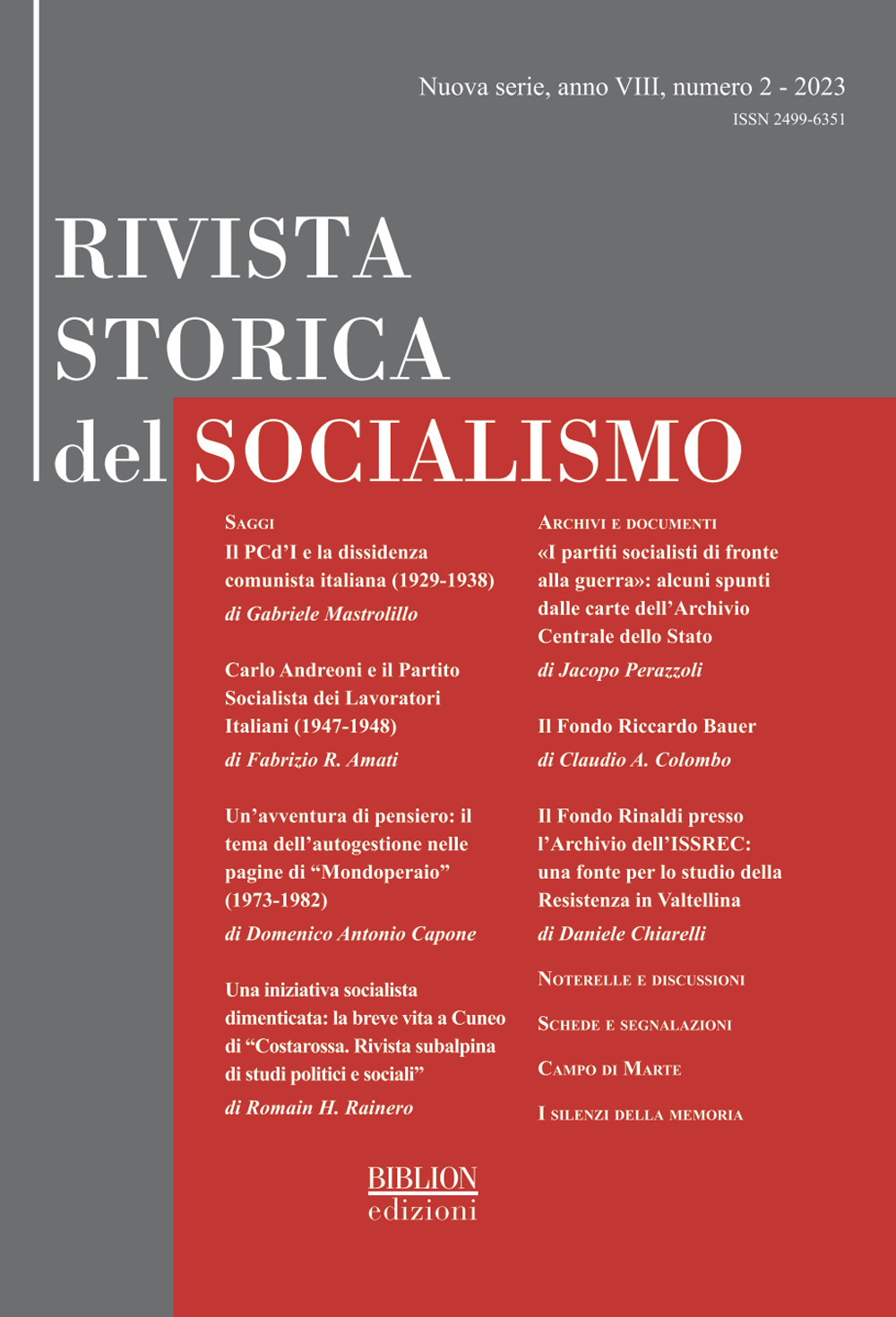 Rivista storica del socialismo. Vol. 2