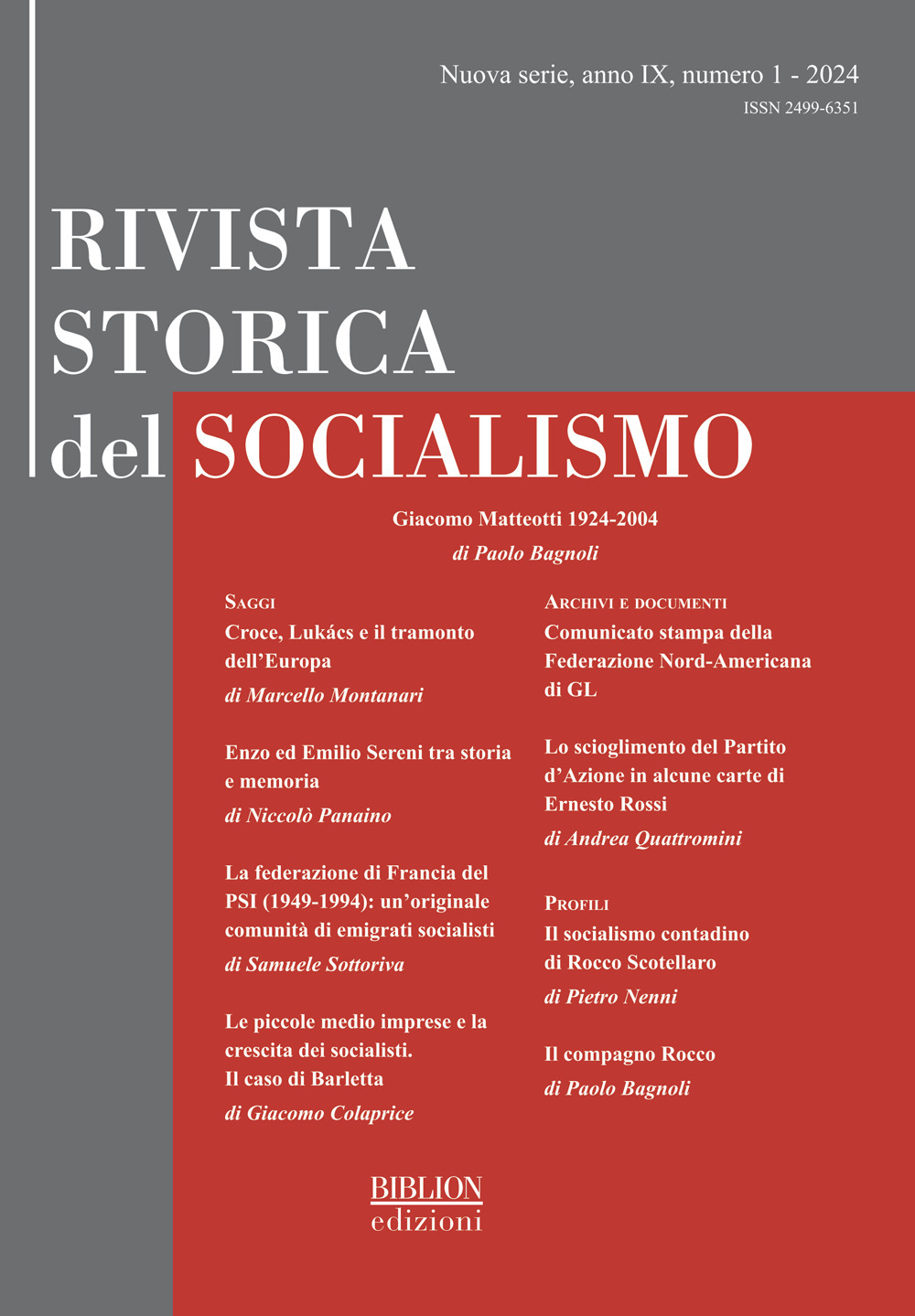 Rivista storica del socialismo. Vol. 1