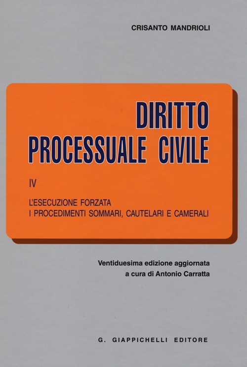 Diritto processuale civile. Vol. 4: L'esecuzione forzata. I procedimenti sommari, cautelari e camerali