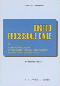 Diritto processuale civile. Vol. 4: L'esecuzione forzata. I procedimenti speciali non cognitori. Procedimenti cautelari. Giurisprudenza volontaria