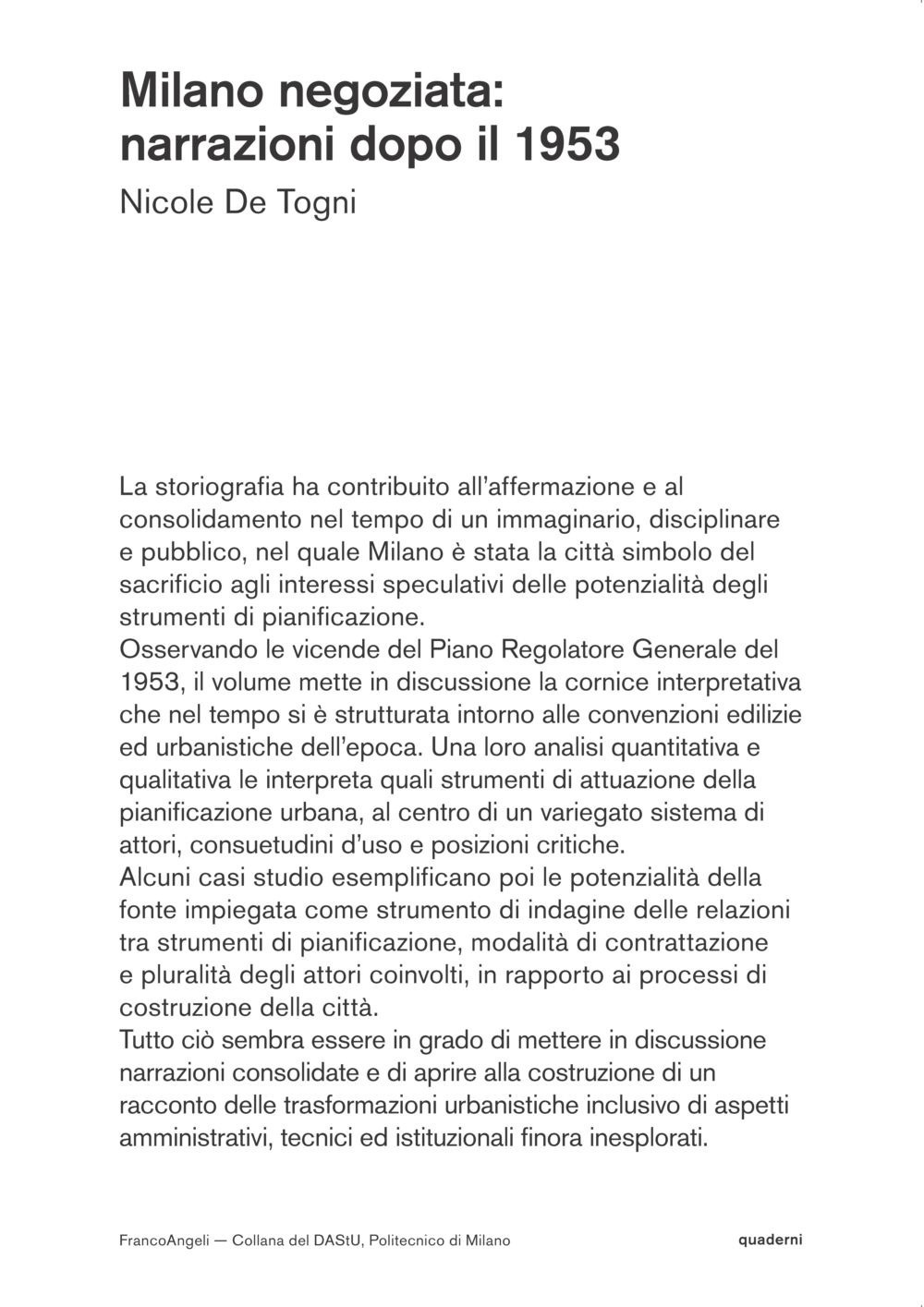 Milano negoziata: narrazioni dopo il 1953