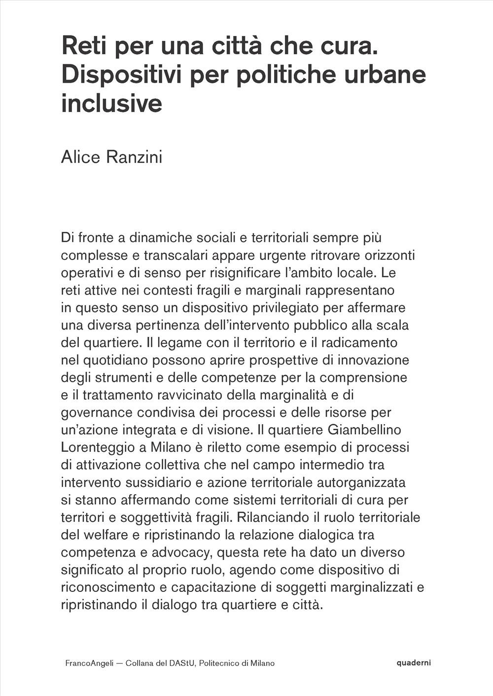 Reti per una città che cura. Dispositivi per politiche urbane inclusive