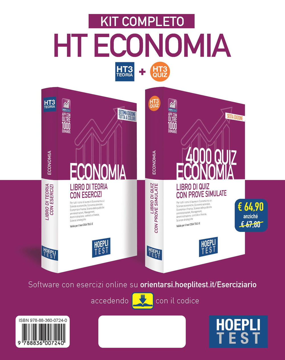 Hoepli test. Economia. Kit completo: Libro di teoria con esercizi-4000 Quiz con prove simulate