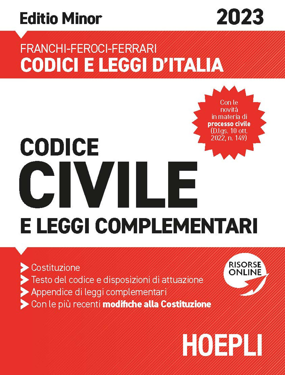 Codice civile e leggi complementari 2023. Ediz. minor