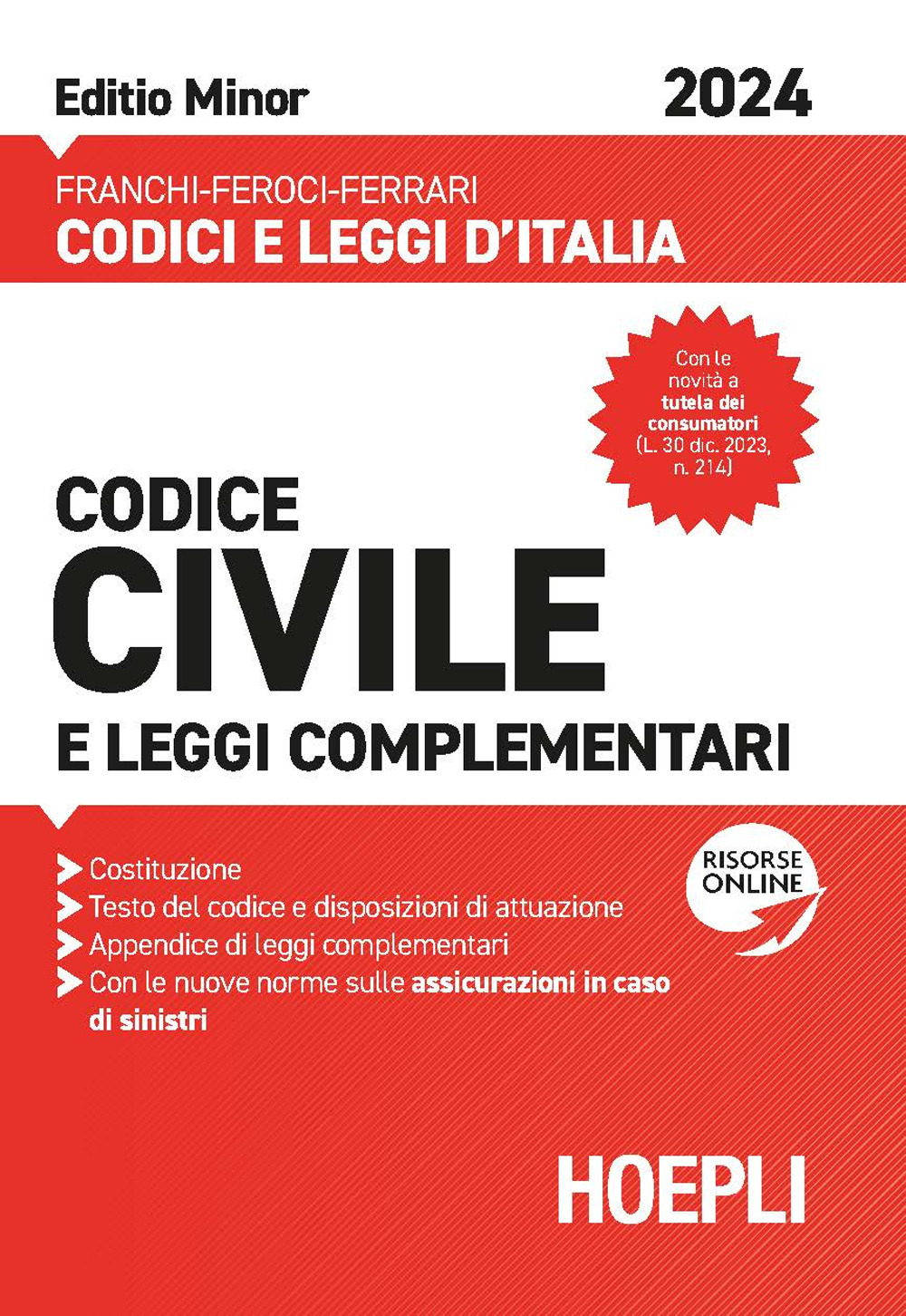 Codice civile e leggi complementari 2024. Ediz. minor