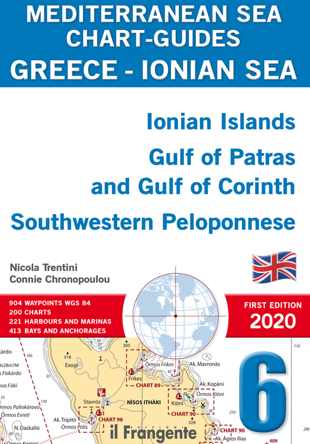Greece, Ionian sea. Ionian Islands, Gulf of Patras and Gulf of Corinth Southwestern Peloponnese. Mediterranean sea chart-guides