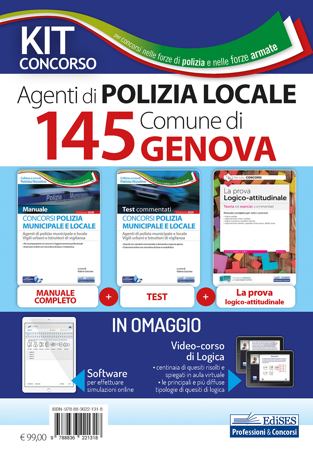 Kit concorso 145 agenti di polizia municipale Comune di Genova. Manuale, test e software di esercitazione per tutte le prove