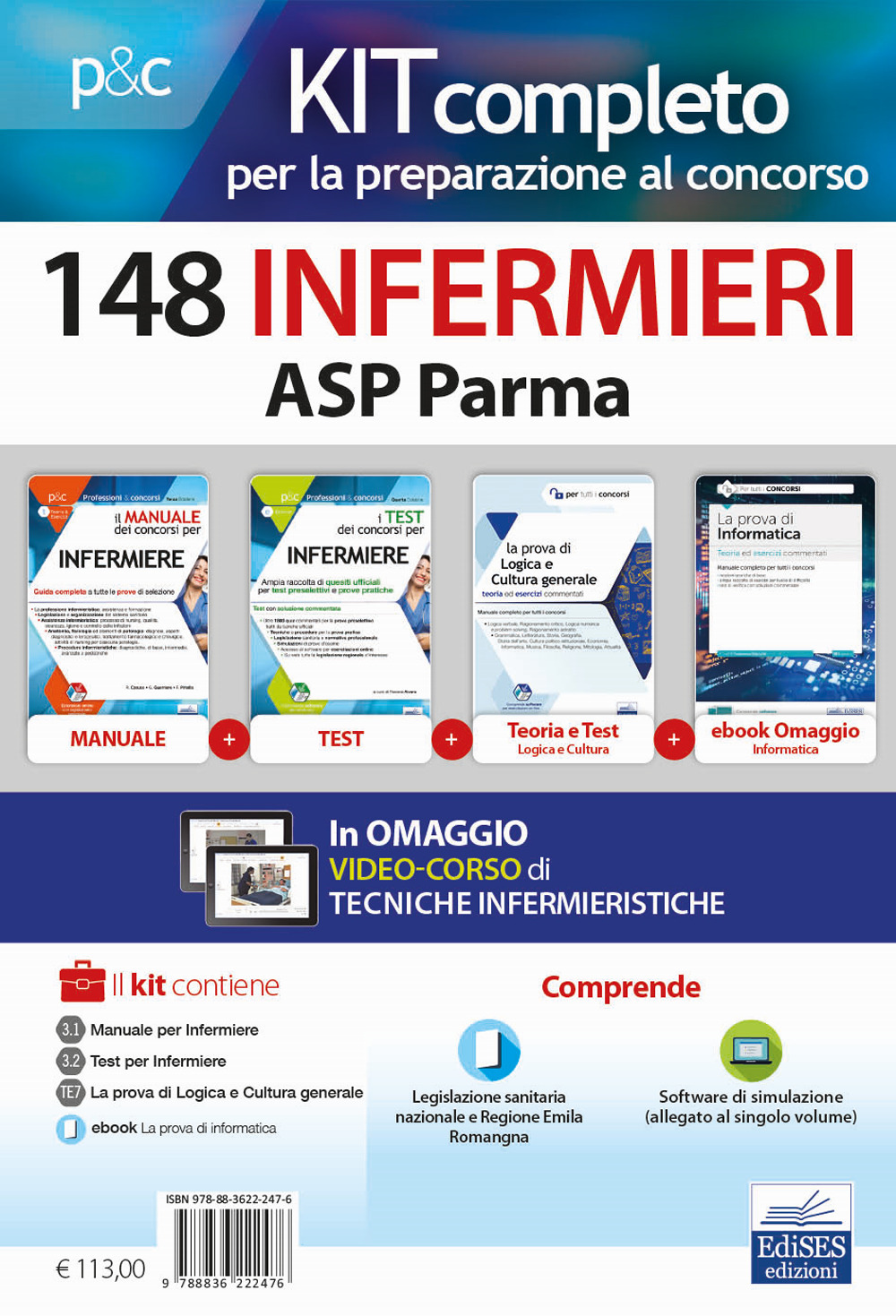 Kit concorso 148 Infermieri ASP Parma. Volumi per la preparazione alla preselezione e prove successive