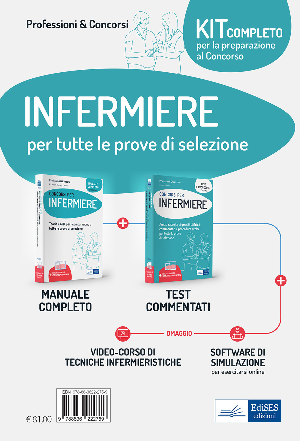 Kit completo per concorsi per infermiere. Manuale completo per tutte le fasi di selezione-Test e procedure per prove scritte e pratiche