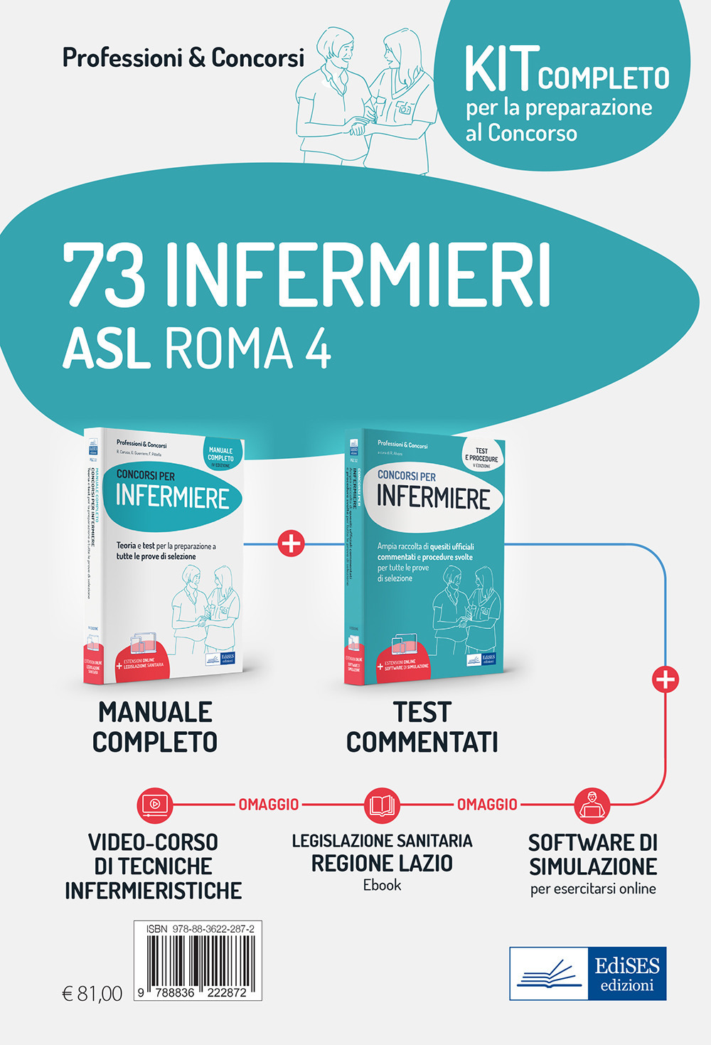 Kit concorso 73 infermieri ASL ROMA 4. Manuali di teoria e test commentati per tutte le prove