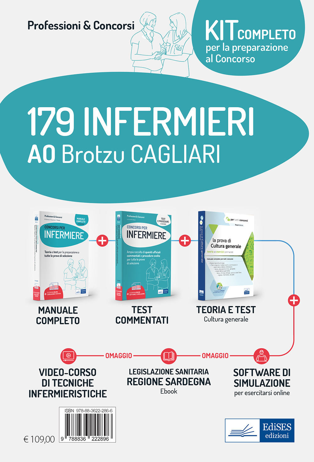 Kit concorso 179 Infermieri AO Brotzu Cagliari. Manuali di teoria e test commentati per tutte le prove