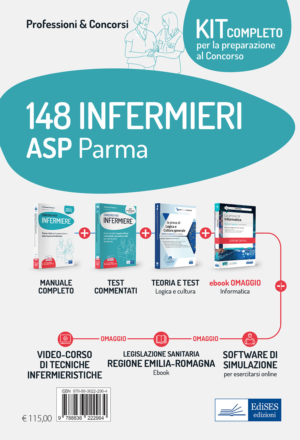 Kit concorso 148 Infermieri ASP Parma. Volumi per la preparazione alla preselezione e prove successive