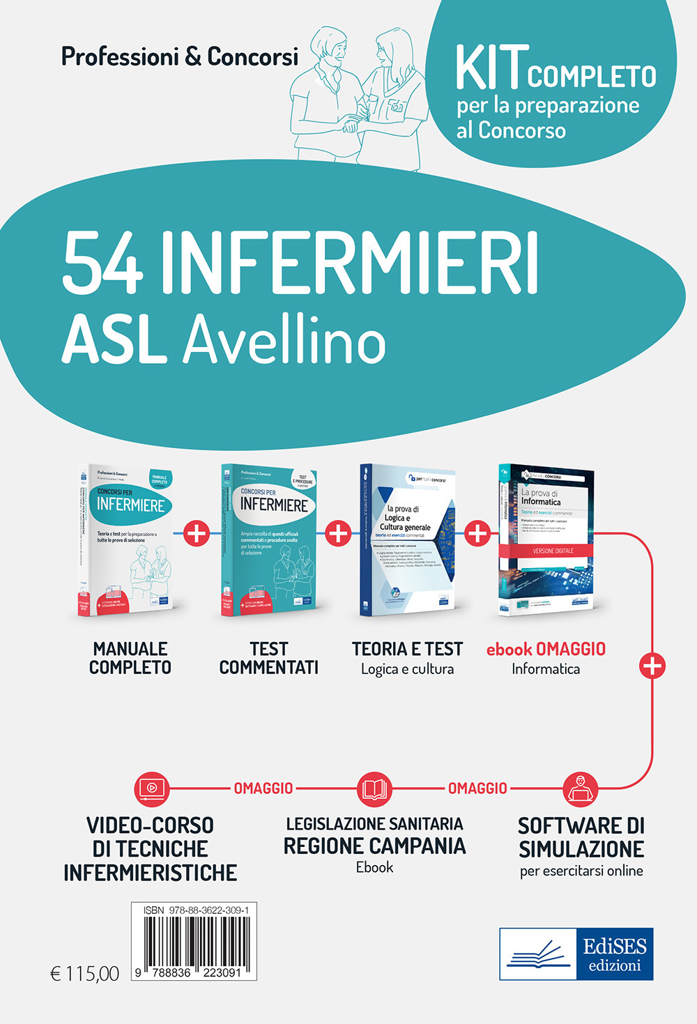 Kit concorso 54 infermieri ASL Avellino. Volumi per la preparazione al concorso per la prova preselettiva e prove successive