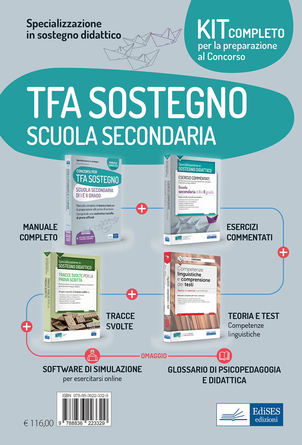 Kit completo TFA sostegno scuola secondaria. Eserciziari-Manuale-Tracce svolte