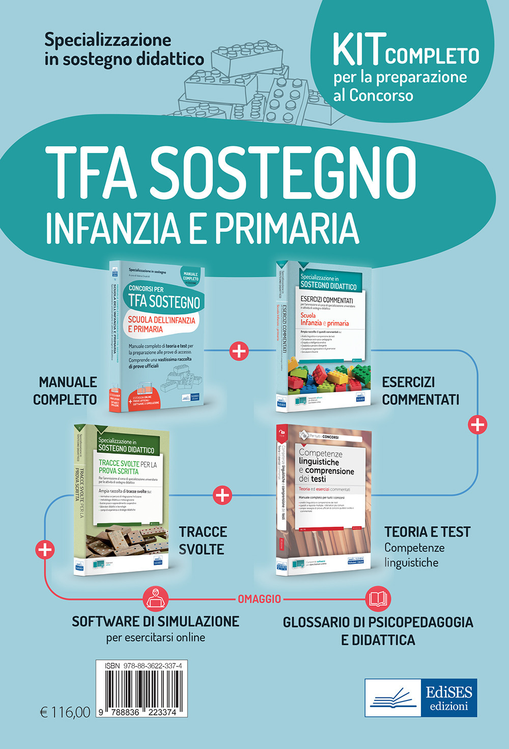 Kit completo per la preparazione al concorso: Specializzazione in sostegno didattico-Competenze linguistiche e comprensione del testo. Teoria ed esercizi commentati per tutti i concorsi-EdiTEST. Tracce svolte per la prova scritta di sostegno didattico-TFA scuola infanzia e primaria