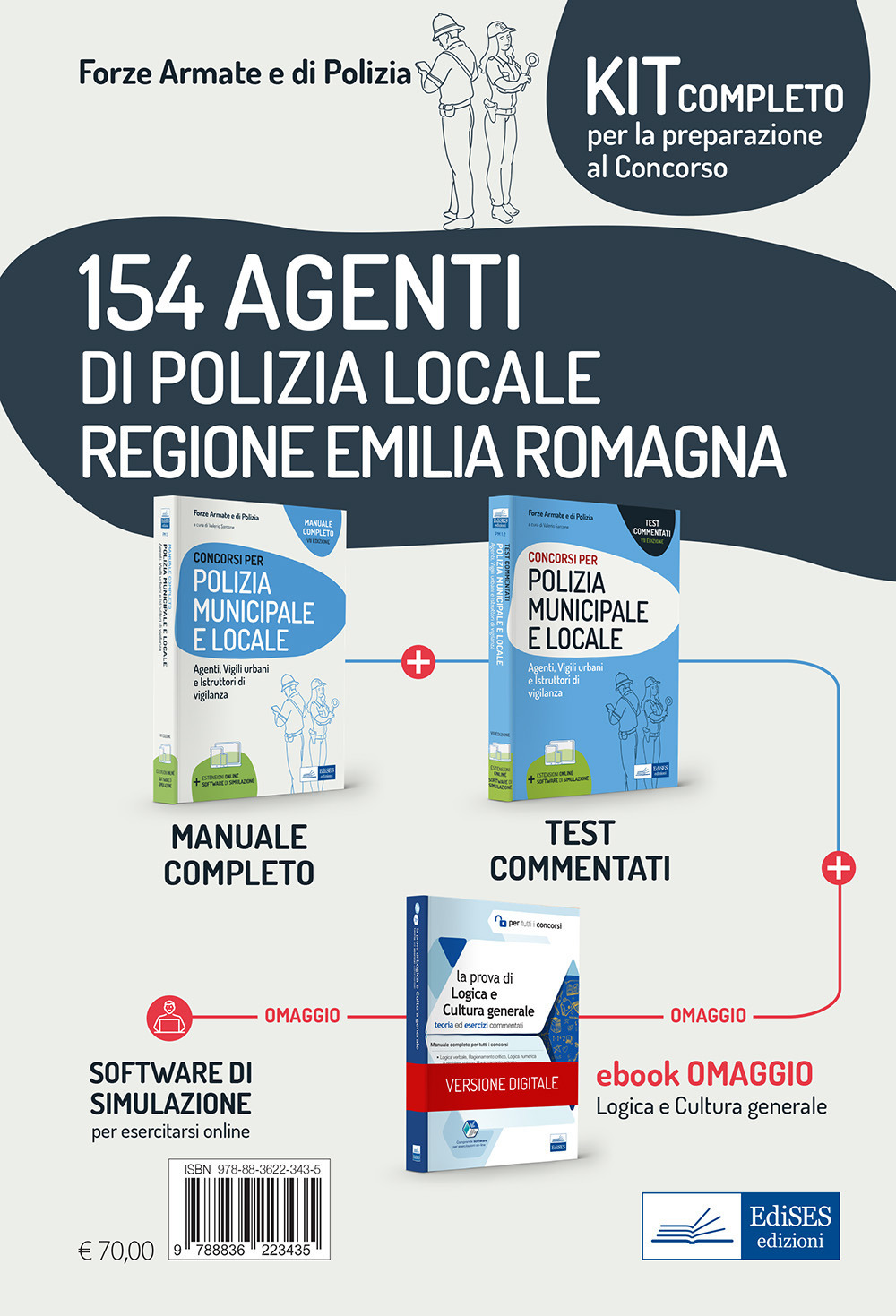 Kit Concorso 154 agenti di Polizia Locale Regione Emilia Romagna. Manuale + Test commentati