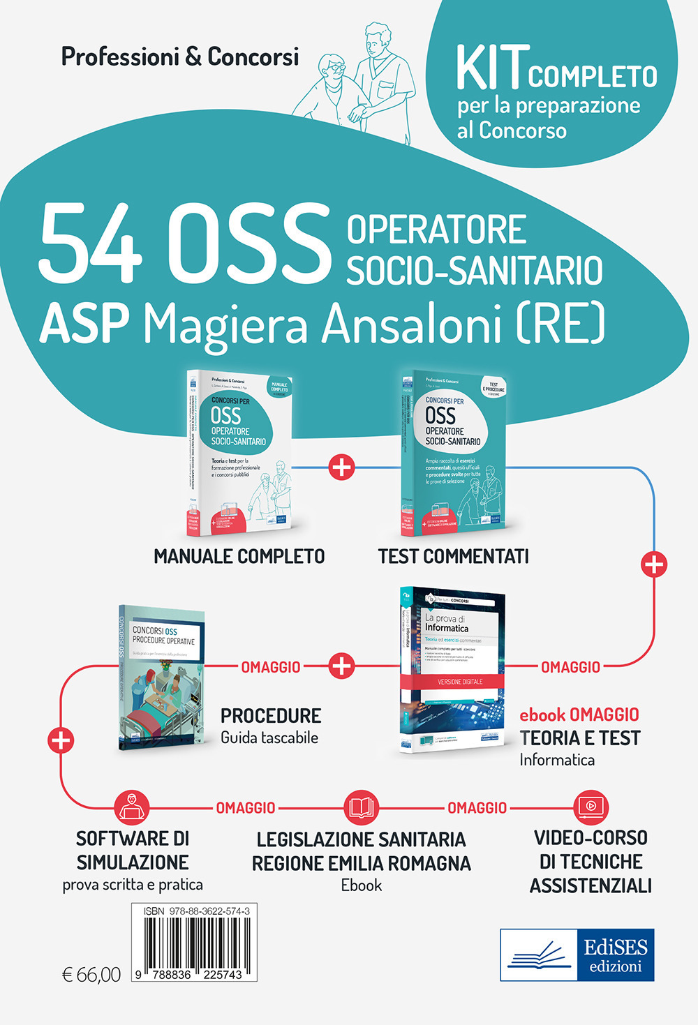 Kit completo concorso 54 OSS ASP Magiera Ansaloni (RE). Volumi per la preparazione al concorso, con ebook informatica, guida oss, videocorso procedure, software
