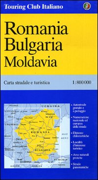 Romania. Bulgaria. Moldavia 1:800.000. Carta stradale e turistica