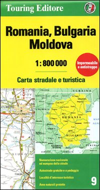 Romania. Bulgaria. Moldavia 1:800.000. Carta stradale e turistica