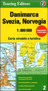 Danimarca, Svezia, Norvegia 1:800.000. Carta stradale e turistica