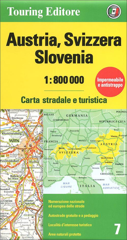 Austria, Svizzera, Slovenia 1:800.000. Carta stradale e turistica