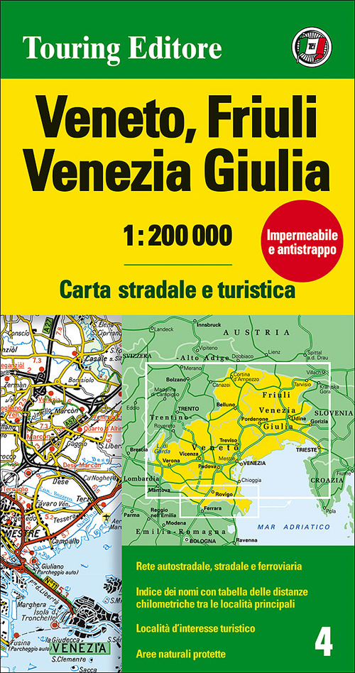 Veneto, Friuli Venezia Giulia 1:200.000. Carta stradale e turistica