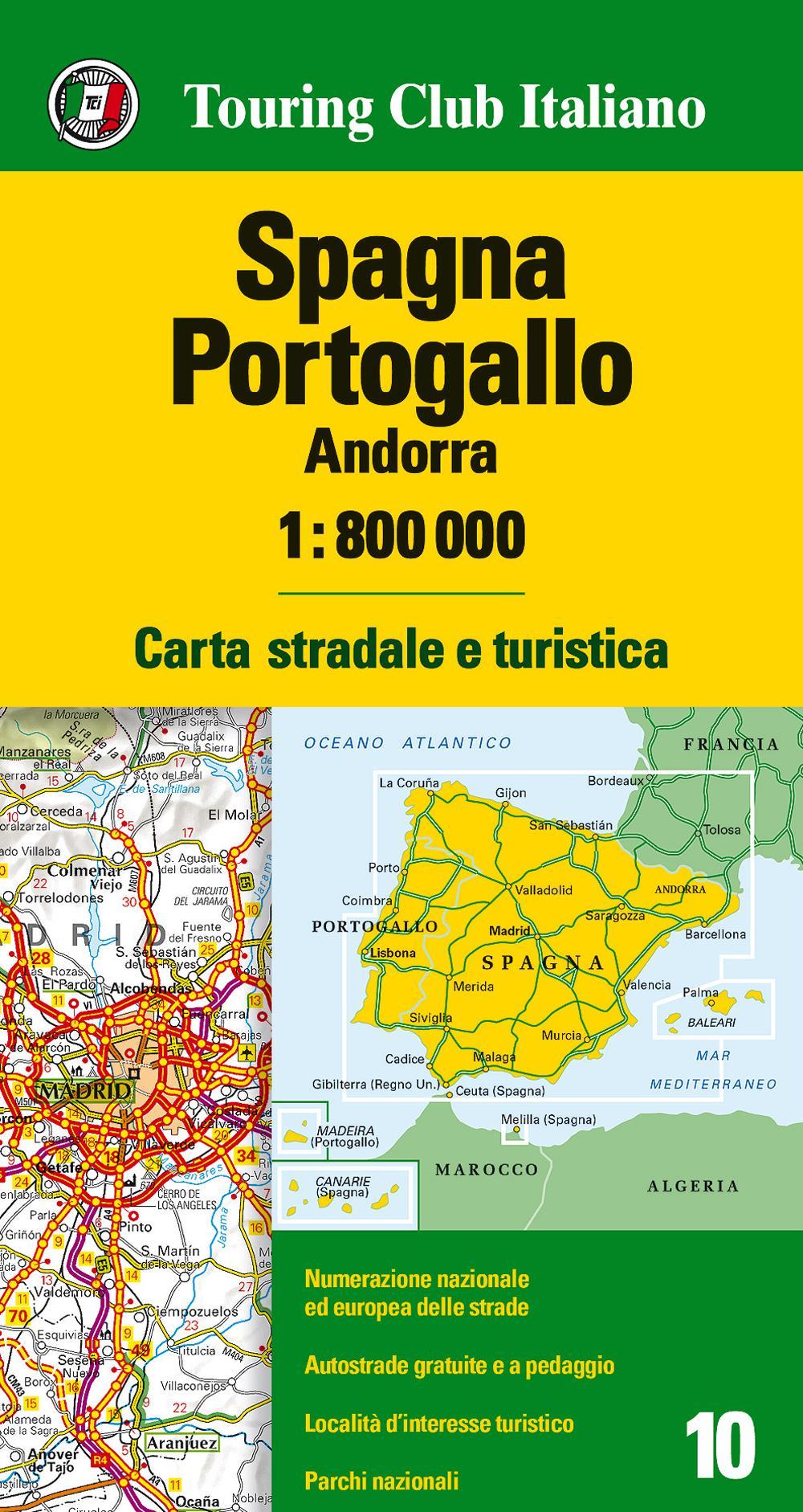 Spagna, Portogallo, Andorra 1:800.000. Carta stradale e turistica