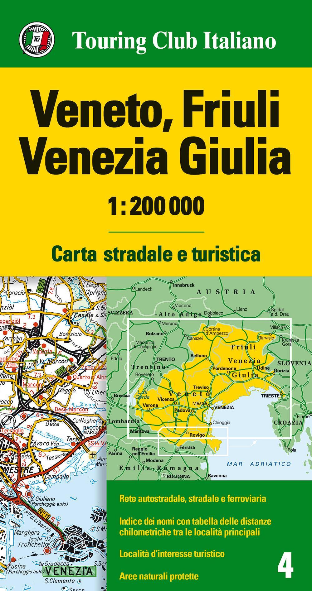 Veneto, Friuli Venezia Giulia 1:200.000. Carta stradale e turistica