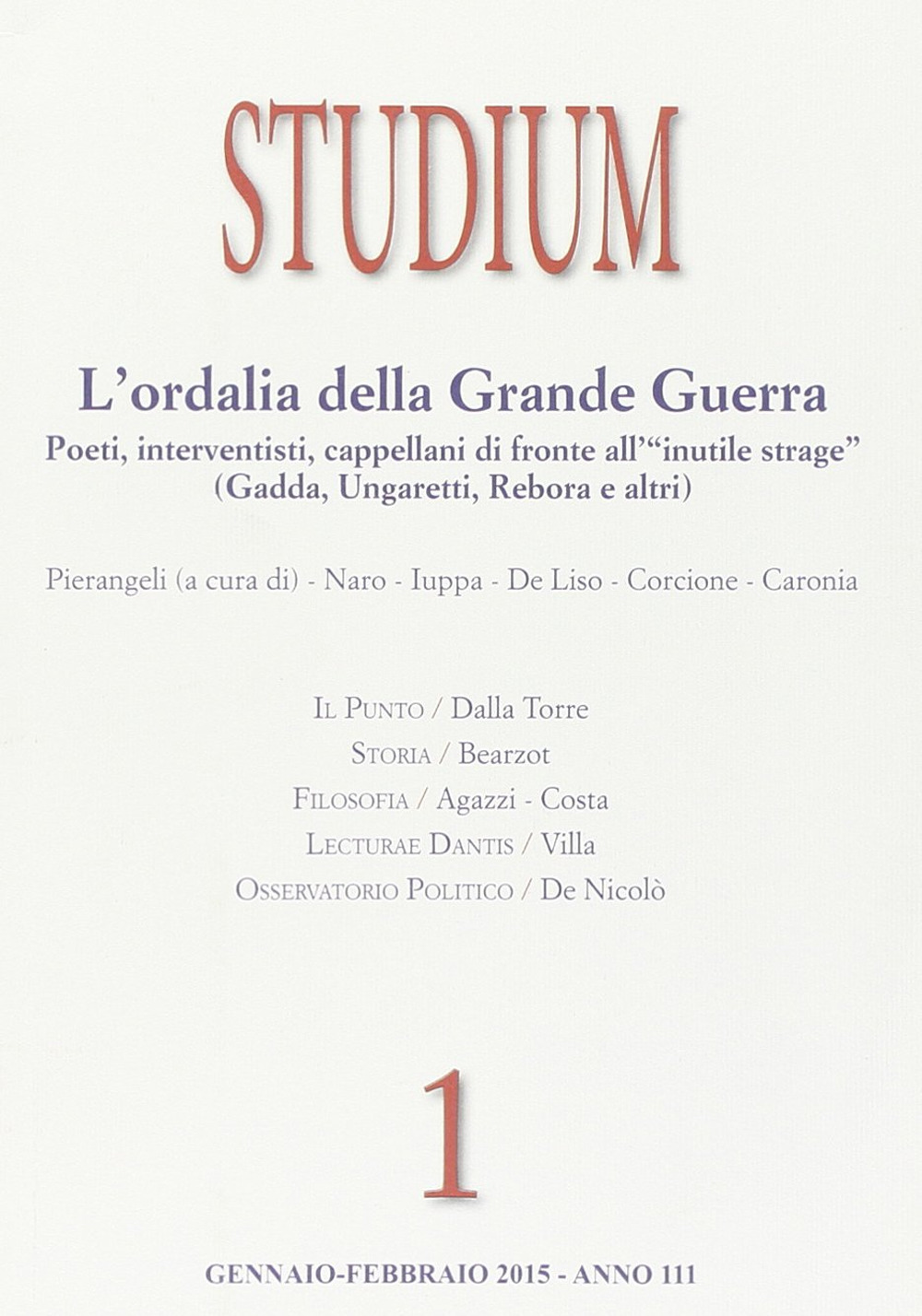Studium. Vol. 1: Poesia e spiritualità in trincea
