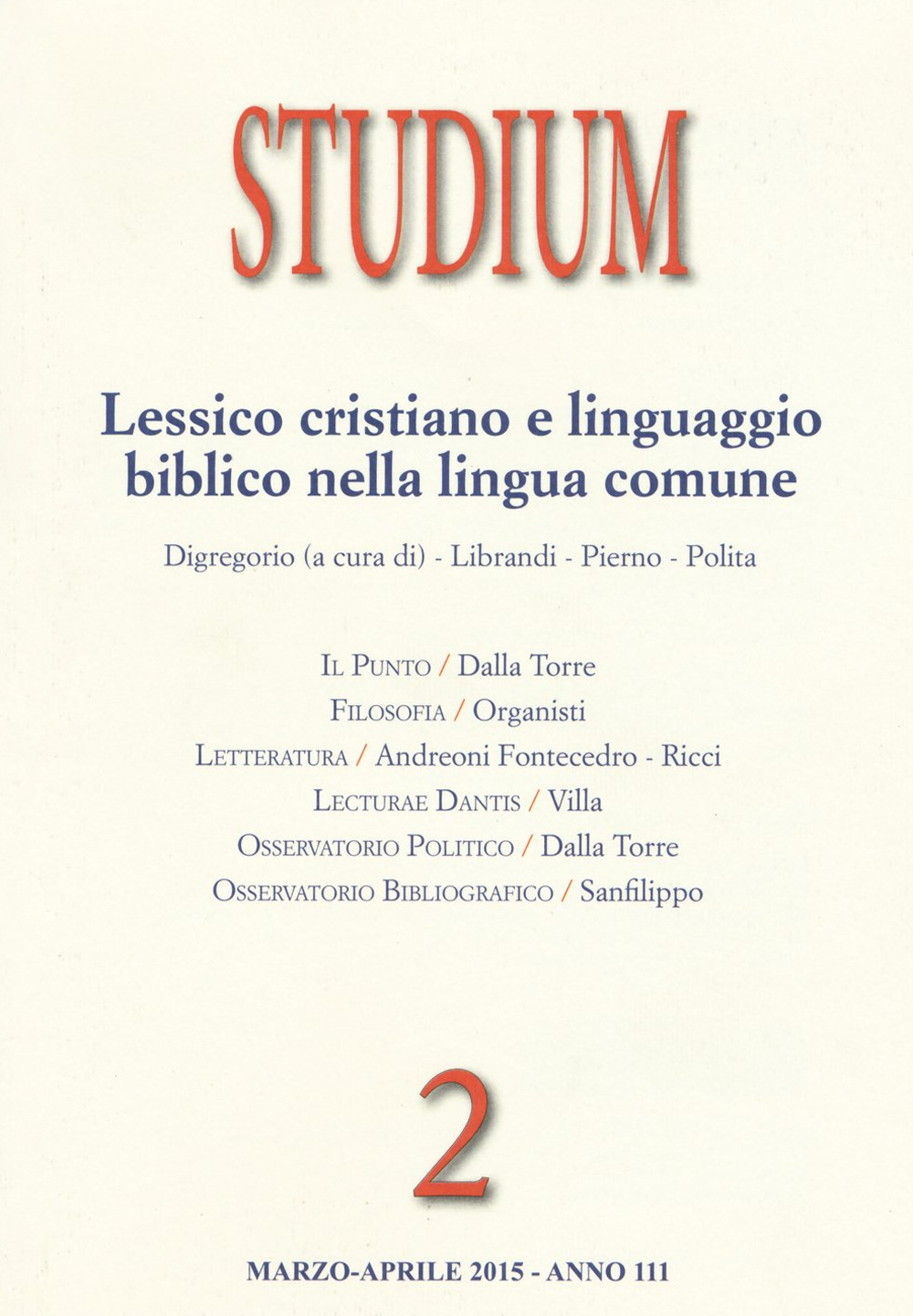 Studium. Vol. 2: Lessico cristiano e linguaggio biblico nella lingua comune