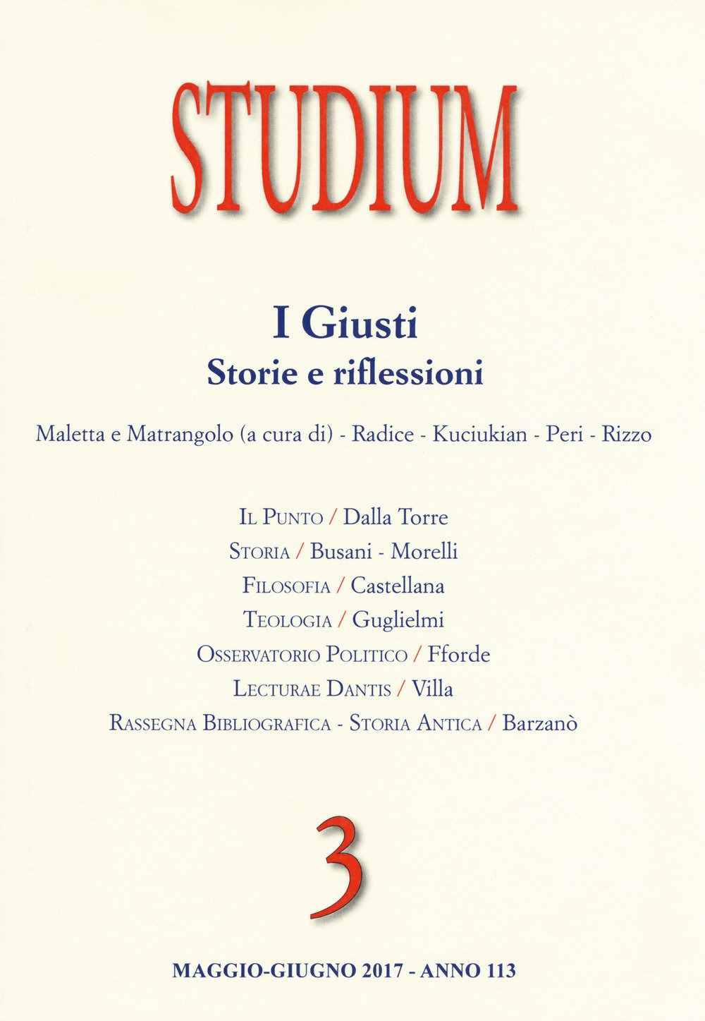 Studium . Vol. 3: I giusti. Storie e riflessioni