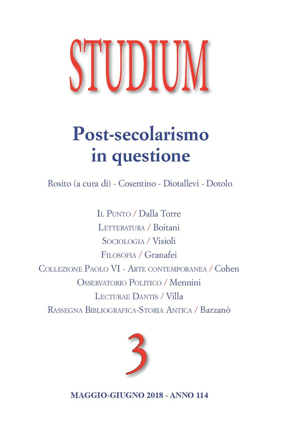Studium. Vol. 3: Post-secolarismo in questione
