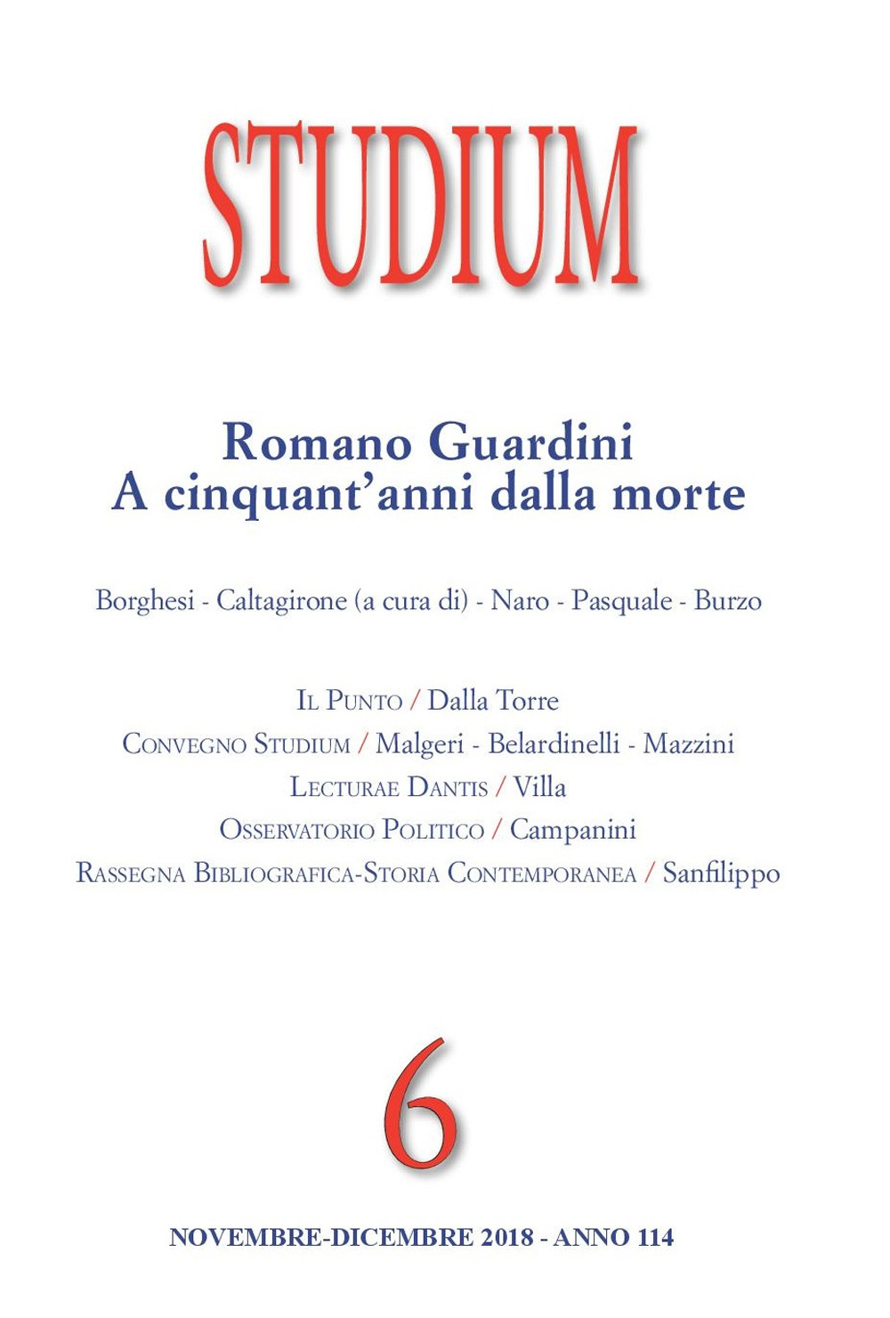 Studium. Vol. 6: Romano Guardini a cinquant'anni dalla morte