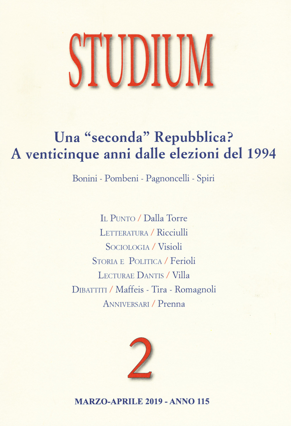 Studium. Vol. 2: Una «seconda» Repubblica? A venticinque anni dalle elezioni del 1994