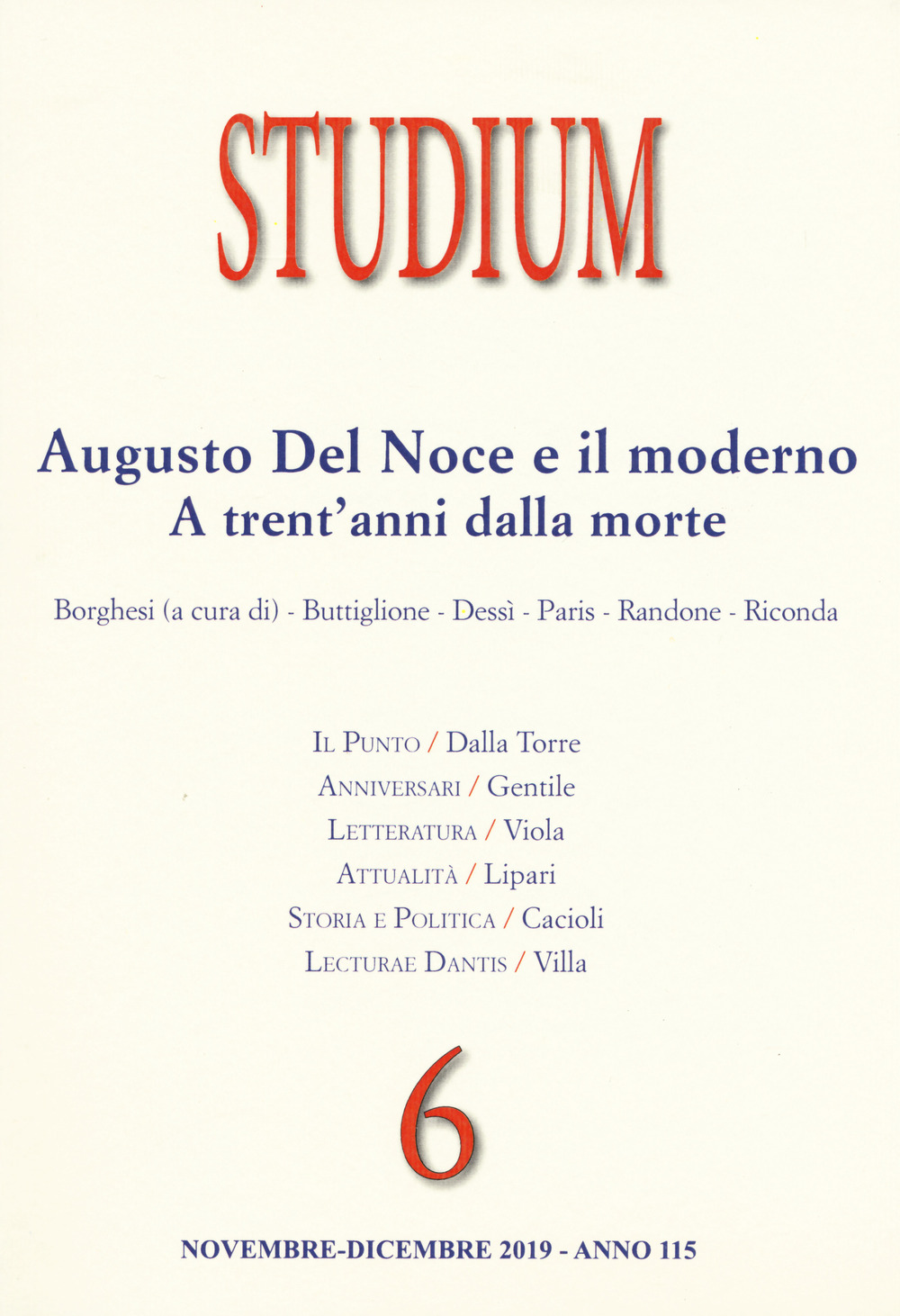Studium. Vol. 6: Augusto del Noce e il moderno. A trent'anni dalla morte